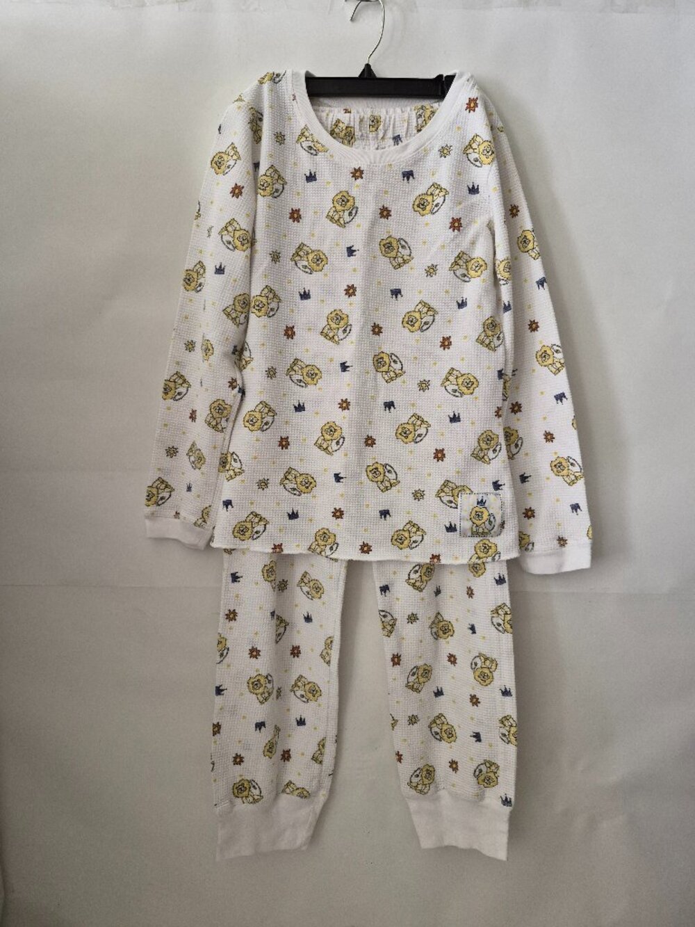 Vintage Y2K Ellemenno Lions Waffle-Knit Long Sleeve PJ Set Youth M Womens XS/S